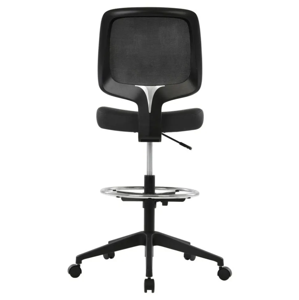 Laristo Mesh/Fabric Mid-Back Drafting Chair, Black, BIFMA Compliant