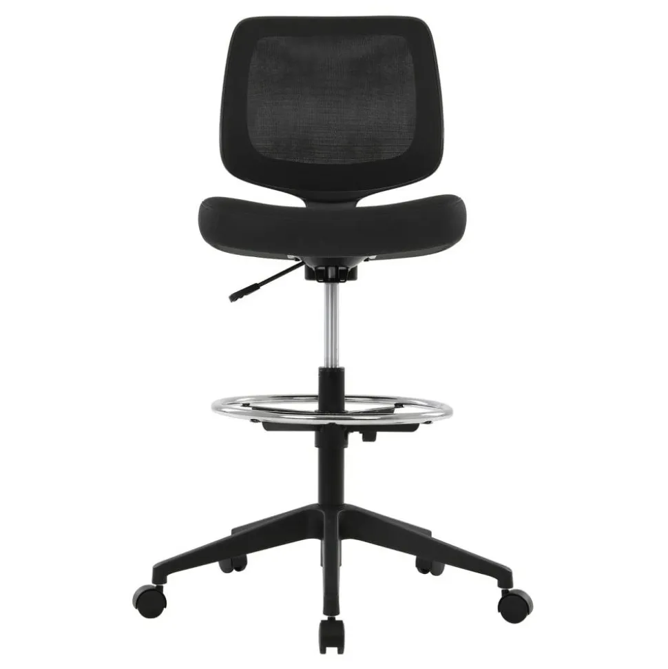 Laristo Mesh/Fabric Mid-Back Drafting Chair, Black, BIFMA Compliant