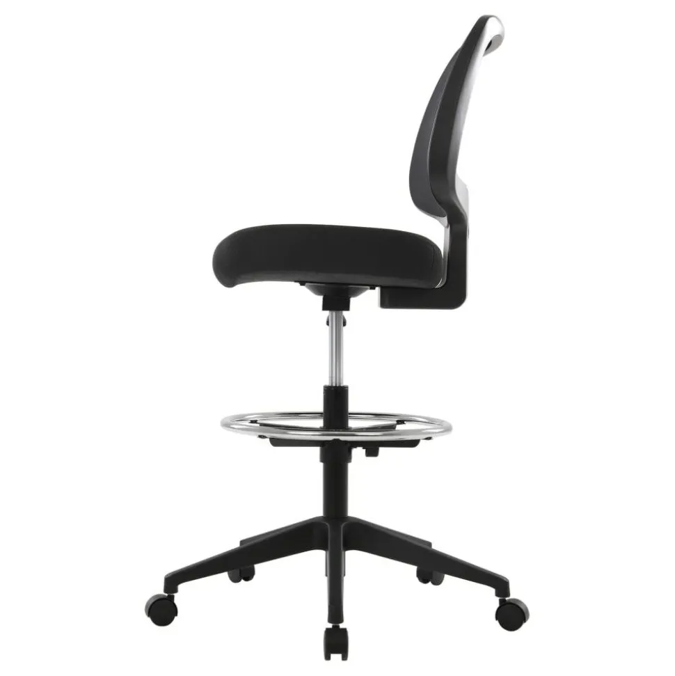 Laristo Mesh/Fabric Mid-Back Drafting Chair, Black, BIFMA Compliant