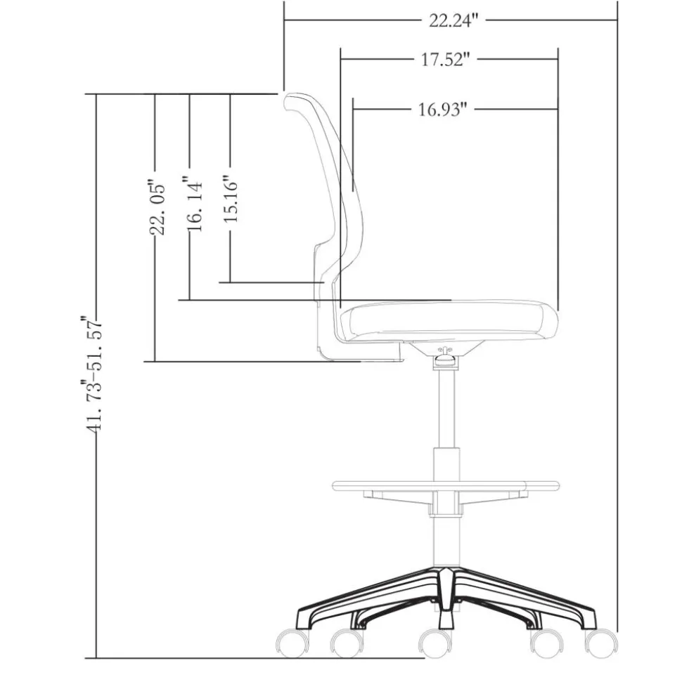 Laristo Mesh/Fabric Mid-Back Drafting Chair, Black, BIFMA Compliant