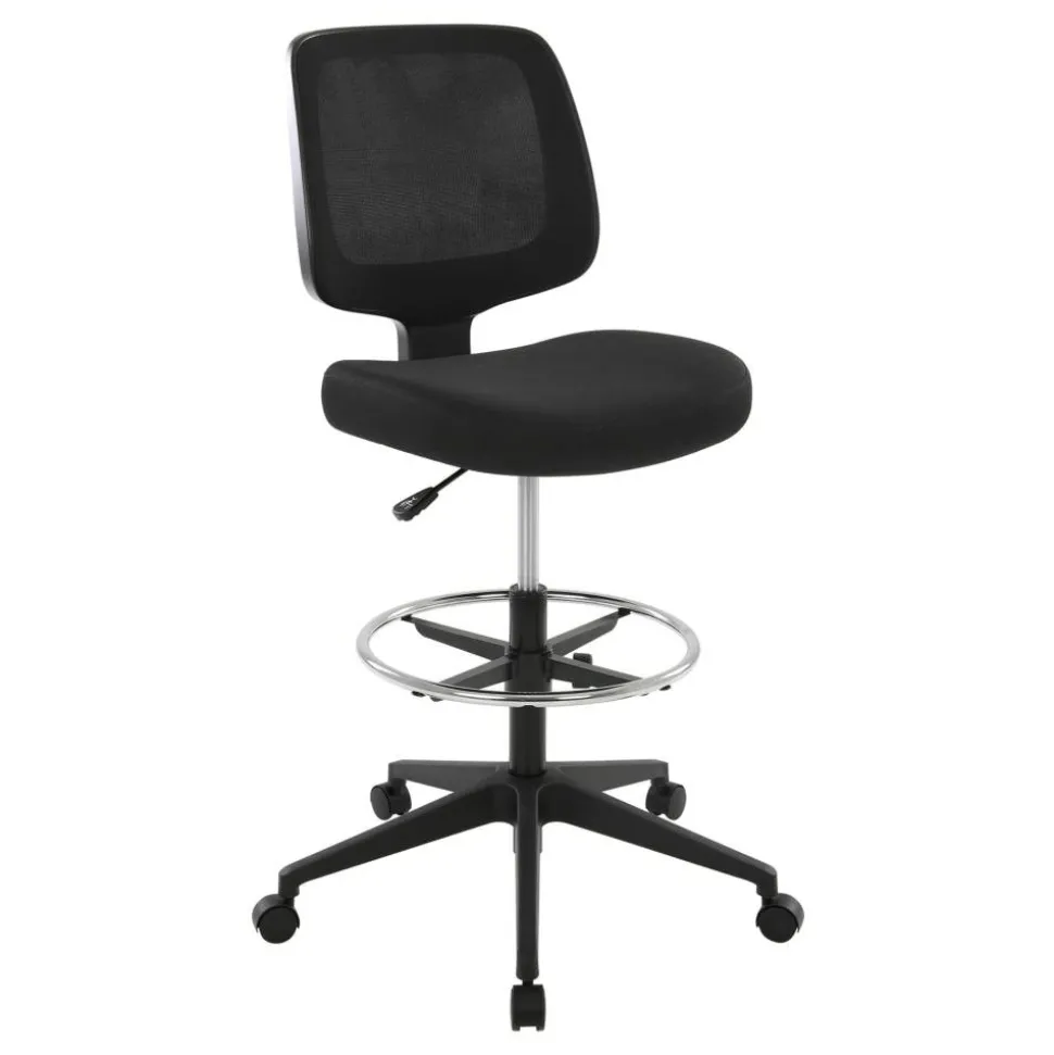 Laristo Mesh/Fabric Mid-Back Drafting Chair, Black, BIFMA Compliant