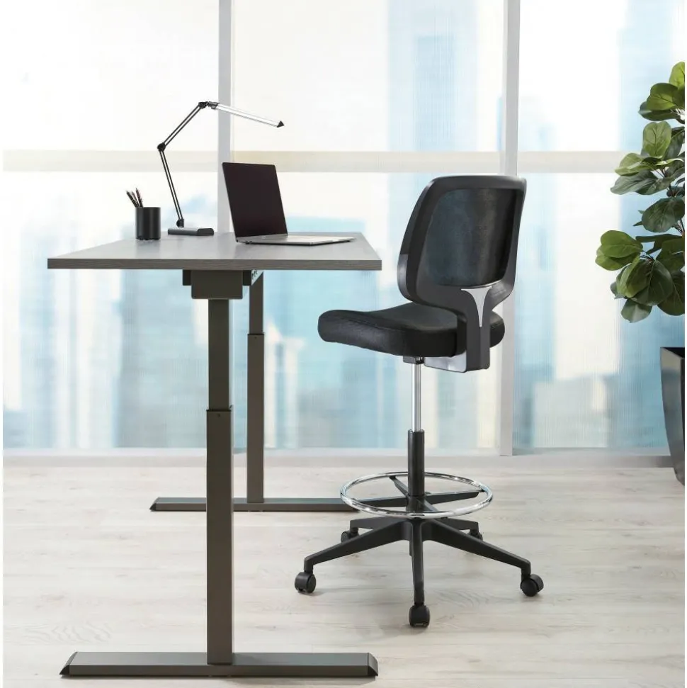 Laristo Mesh/Fabric Mid-Back Drafting Chair, Black, BIFMA Compliant