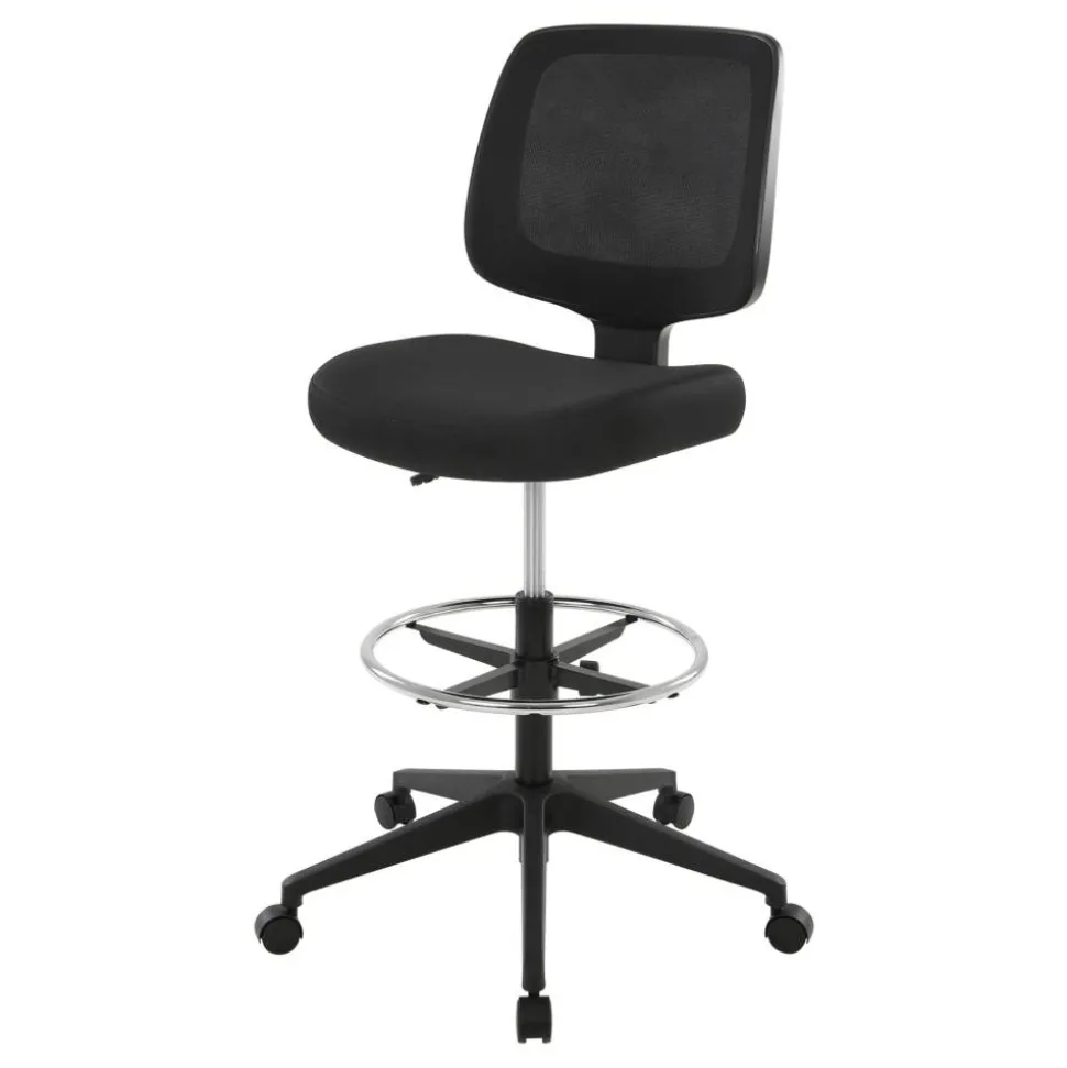 Laristo Mesh/Fabric Mid-Back Drafting Chair, Black, BIFMA Compliant