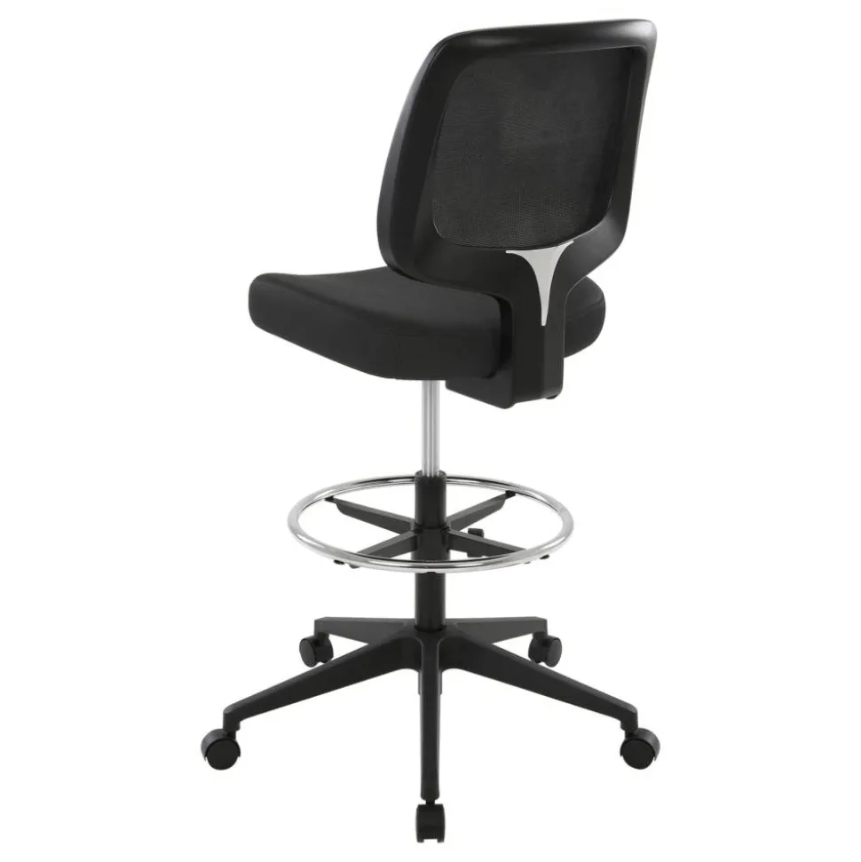 Laristo Mesh/Fabric Mid-Back Drafting Chair, Black, BIFMA Compliant