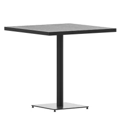 Lark Outdoor Patio Bistro Dining Table with Faux Gray Wash Teak Poly Slats, 30