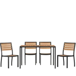 Lark 5 Piece Patio Table Set - Synthetic Teak Poly Slats - 30