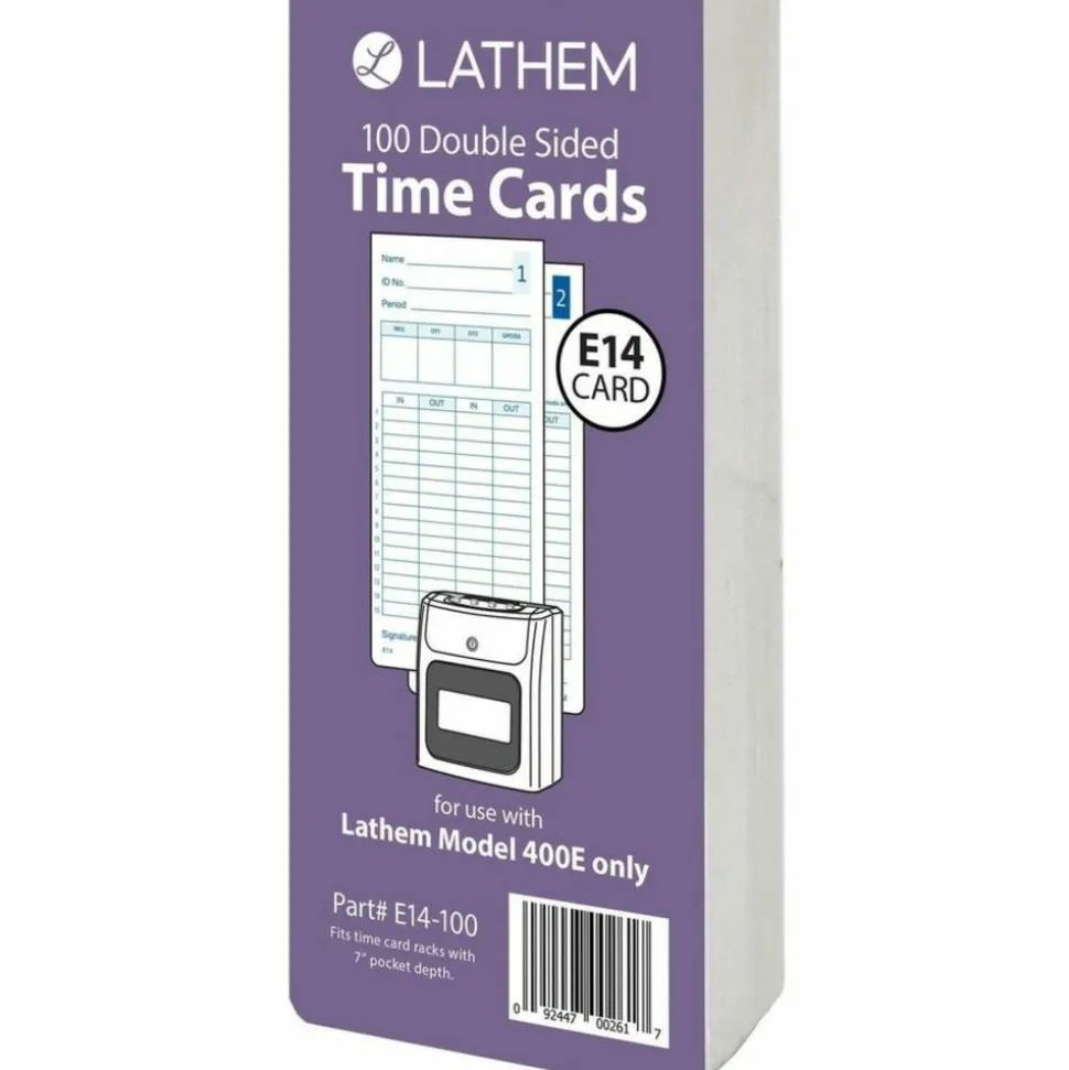 Lathem Model 400E Double Sided Time Cards - Double Sided Sheet - Blue Print Color - 1 Pack