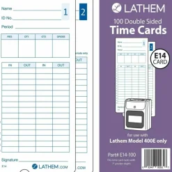 Lathem Model 400E Double Sided Time Cards - Double Sided Sheet - Blue Print Color - 1 Pack