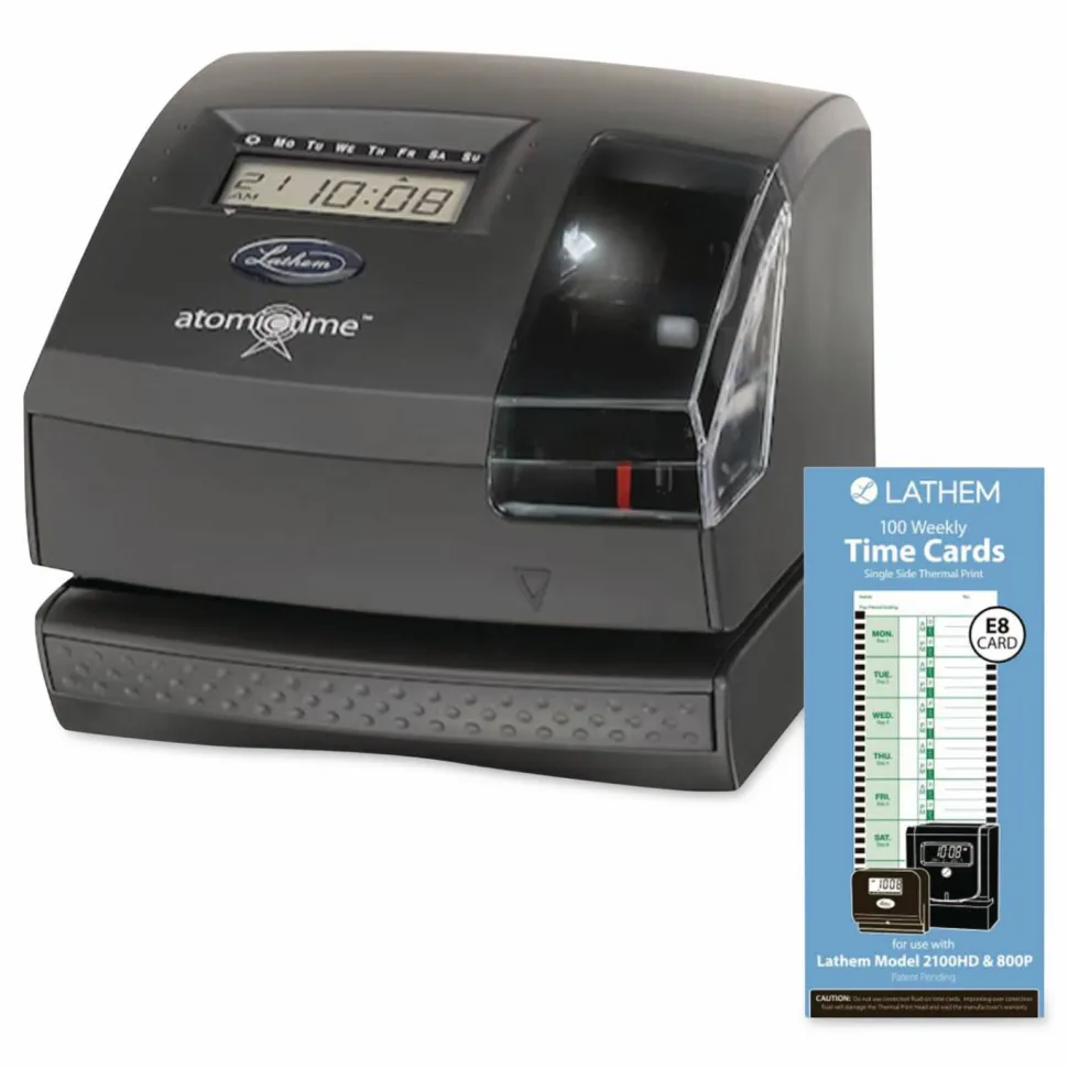 Lathem Time Cards, E8-100, Weekly, 1-Sided, 8 1/2" x 3 3/4", White, Box Of 100