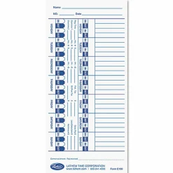 Lathem Time Cards For Electronic Side-Print Time Clocks, Weekly, 1-Sided, 4" x 9", Box Of 100