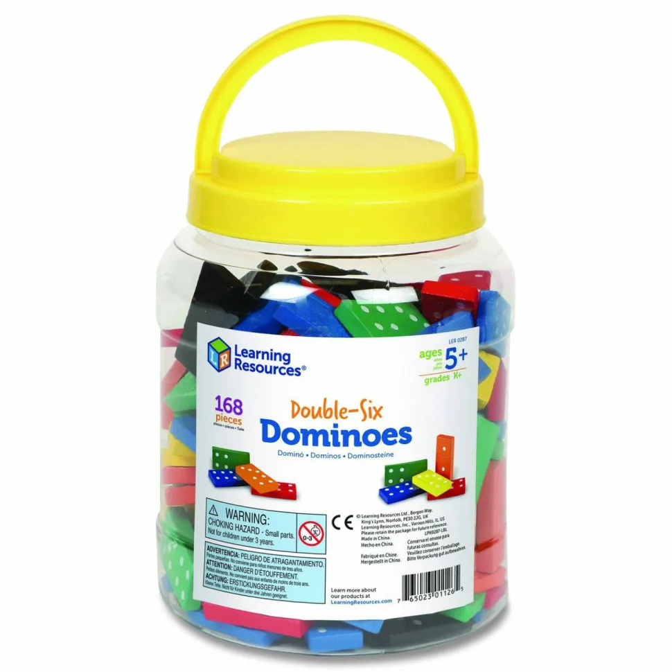 Learning Resources Double-Six Dominoes in Bucket, 2 to 4 Players, Grades K to 4, 168 Pieces