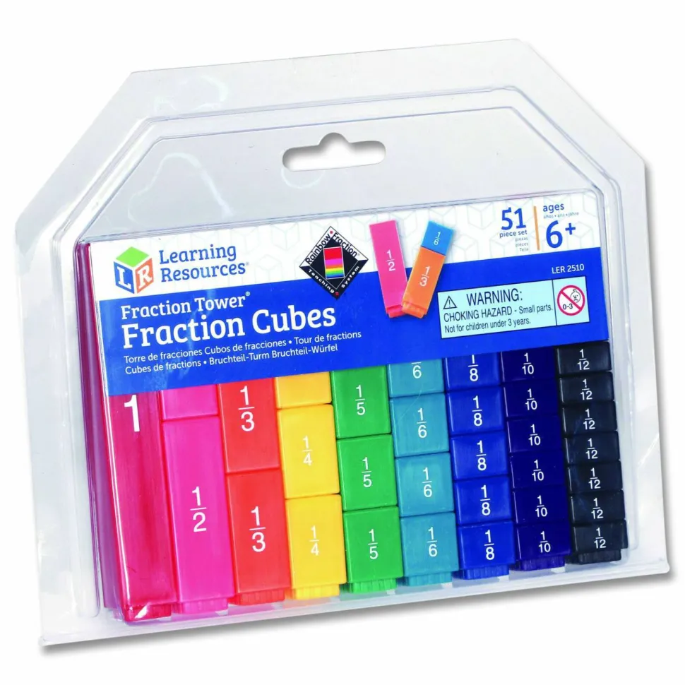 Learning Resources Fraction Tower Fraction Cubes, Grades 1 to 4, 51 Pieces