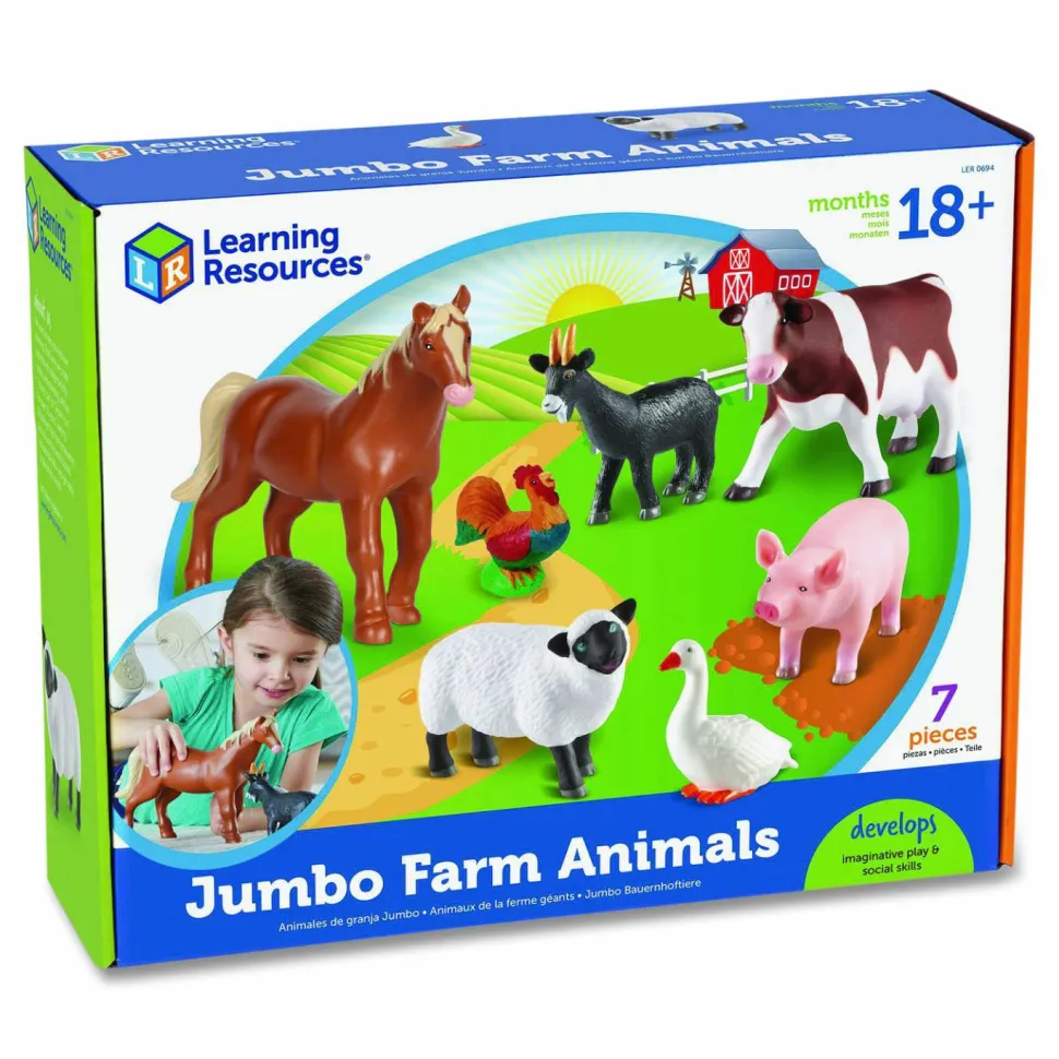 Learning Resources Jumbo Farm Animals, Grades Pre-K to 3, 7 Pieces