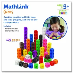 Learning Resources MathLink Cubes, Grades 1 to 3, 100 Pieces