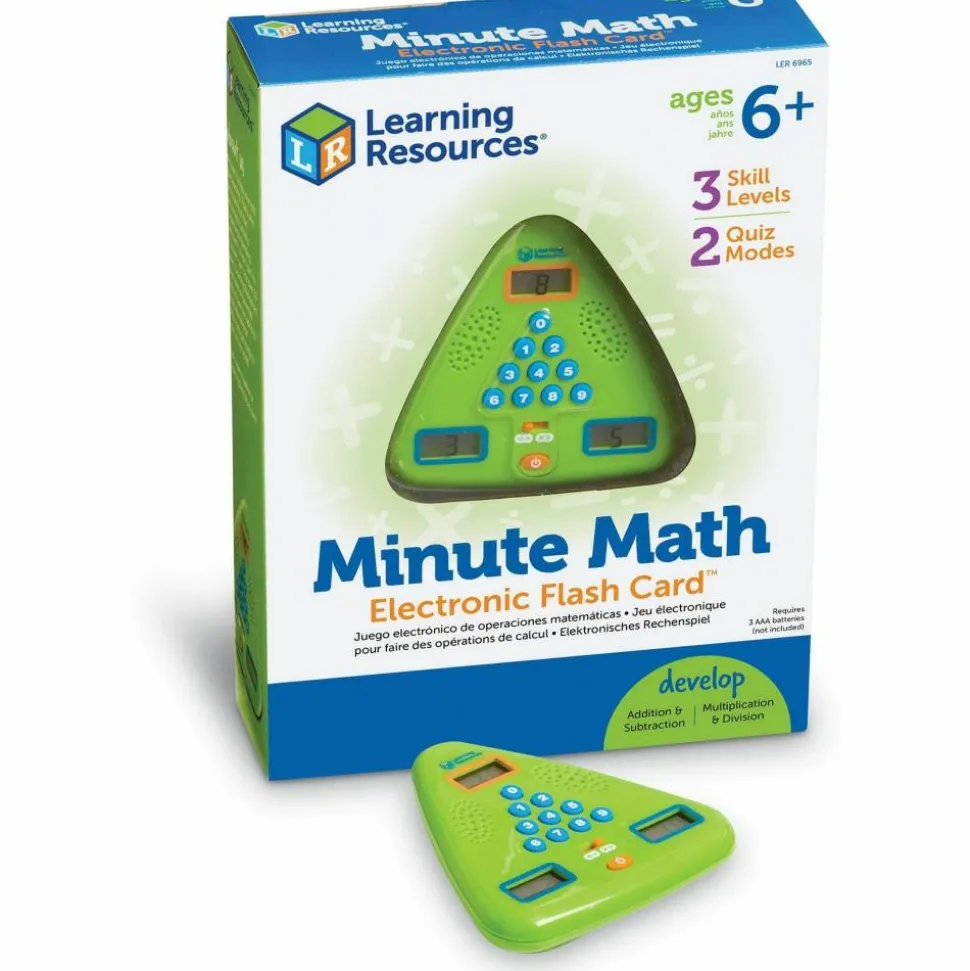 Learning Resources Minute Math Electronic Flash Card, 5" x 5", Grades 1-3