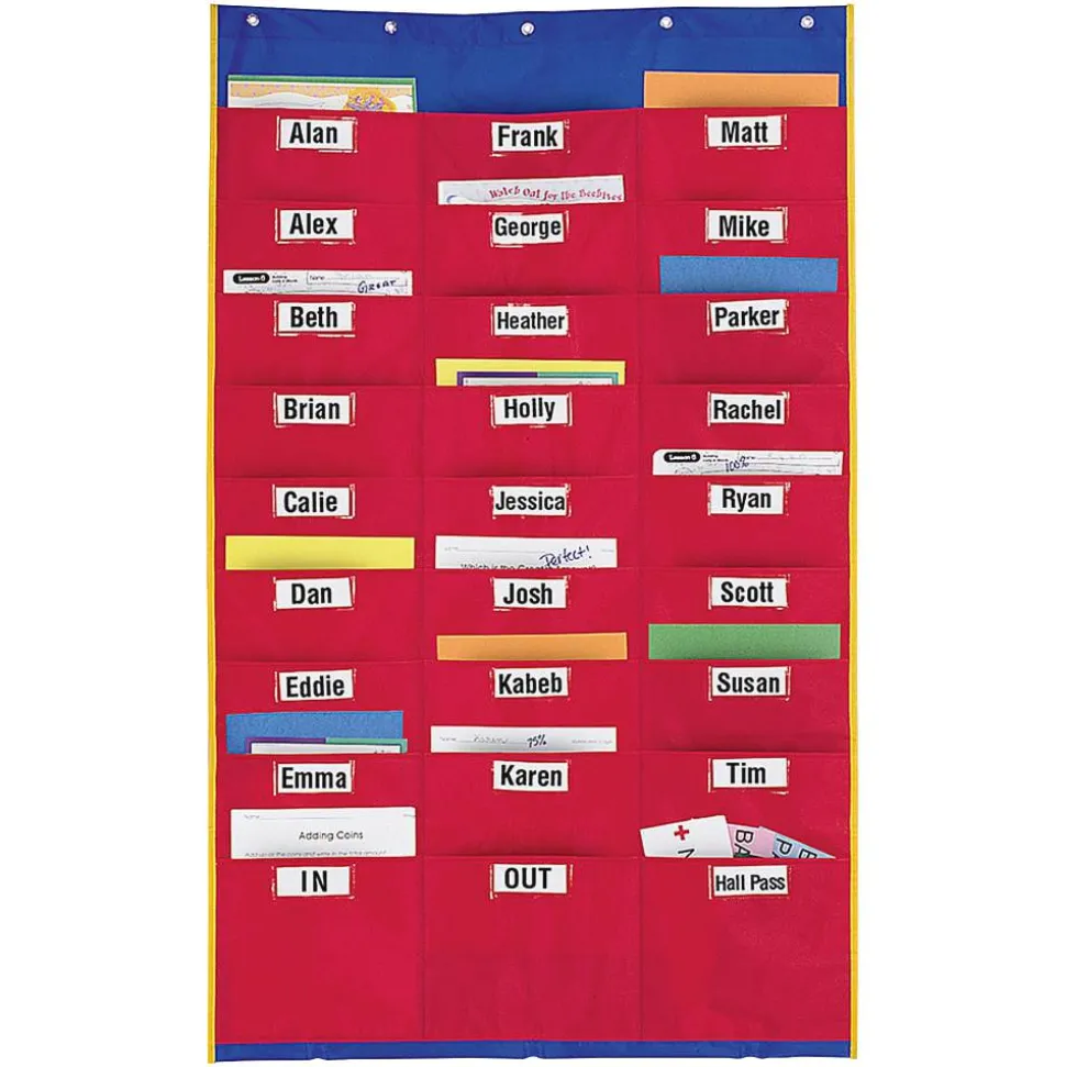 Learning Resources Organization Station Pocket Chart, 45" x 28 1/4", Red/Blue, Grade 1 - Grade 3