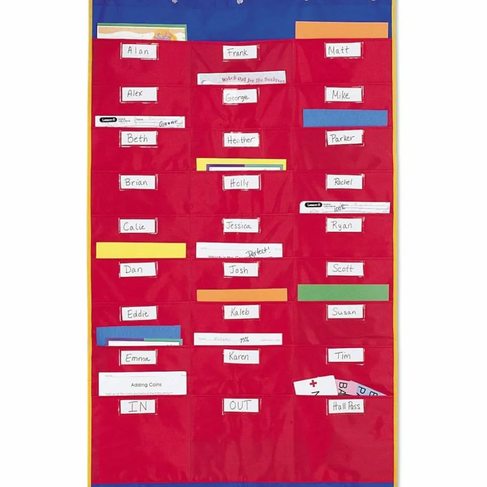 Learning Resources Organization Station Pocket Chart, 45" x 28 1/4", Red/Blue, Grade 1 - Grade 3