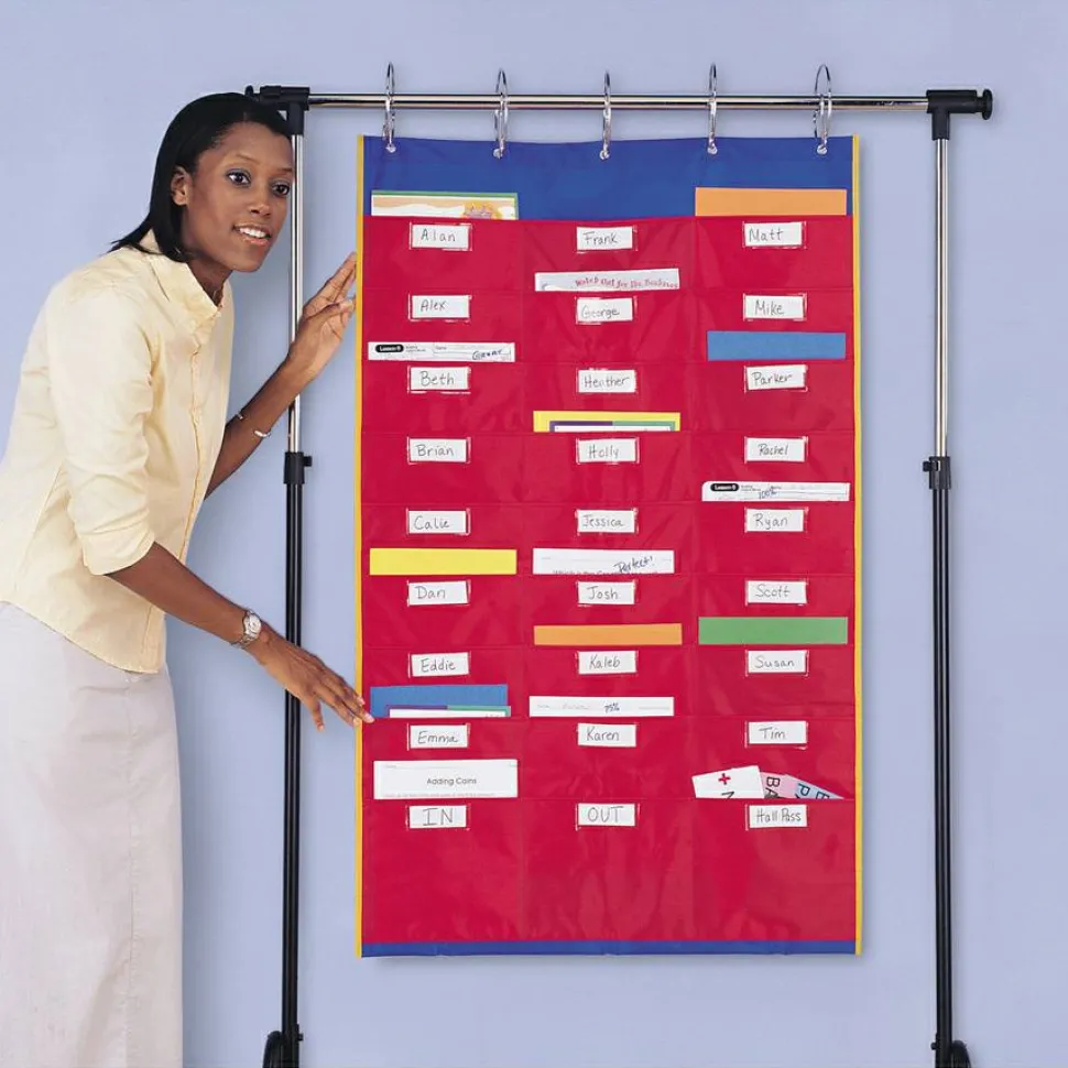 Learning Resources Organization Station Pocket Chart, 45" x 28 1/4", Red/Blue, Grade 1 - Grade 3