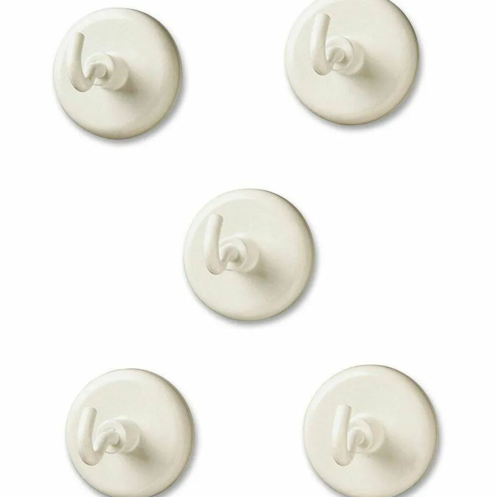 Learning Resources Original Magnetic Hooks - 13 lb (5.90 kg) Capacity - for Pocket Chart, Flip Book, Hall Pass, Decoration - White - 5 / Pack