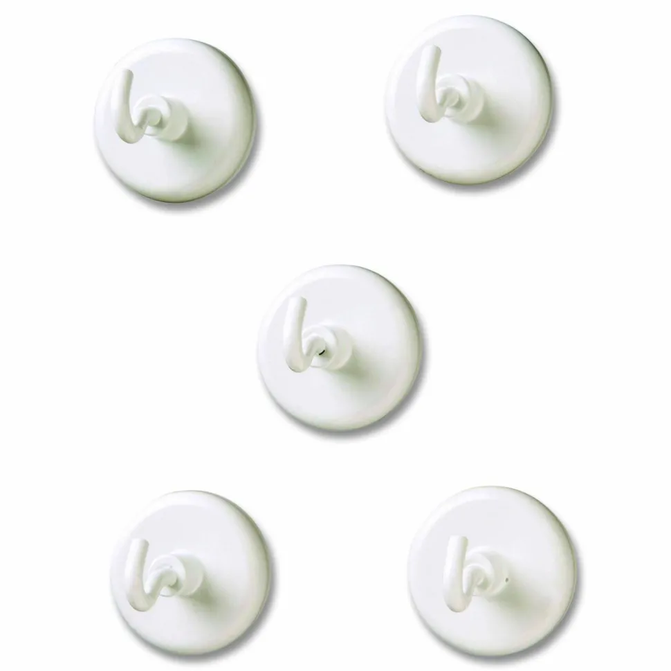 Learning Resources Original Magnetic Hooks - 13 lb (5.90 kg) Capacity - for Pocket Chart, Flip Book, Hall Pass, Decoration - White - 5 / Pack