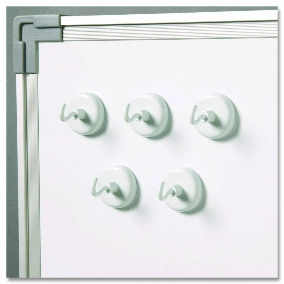 Learning Resources Original Magnetic Hooks - 13 lb (5.90 kg) Capacity - for Pocket Chart, Flip Book, Hall Pass, Decoration - White - 5 / Pack