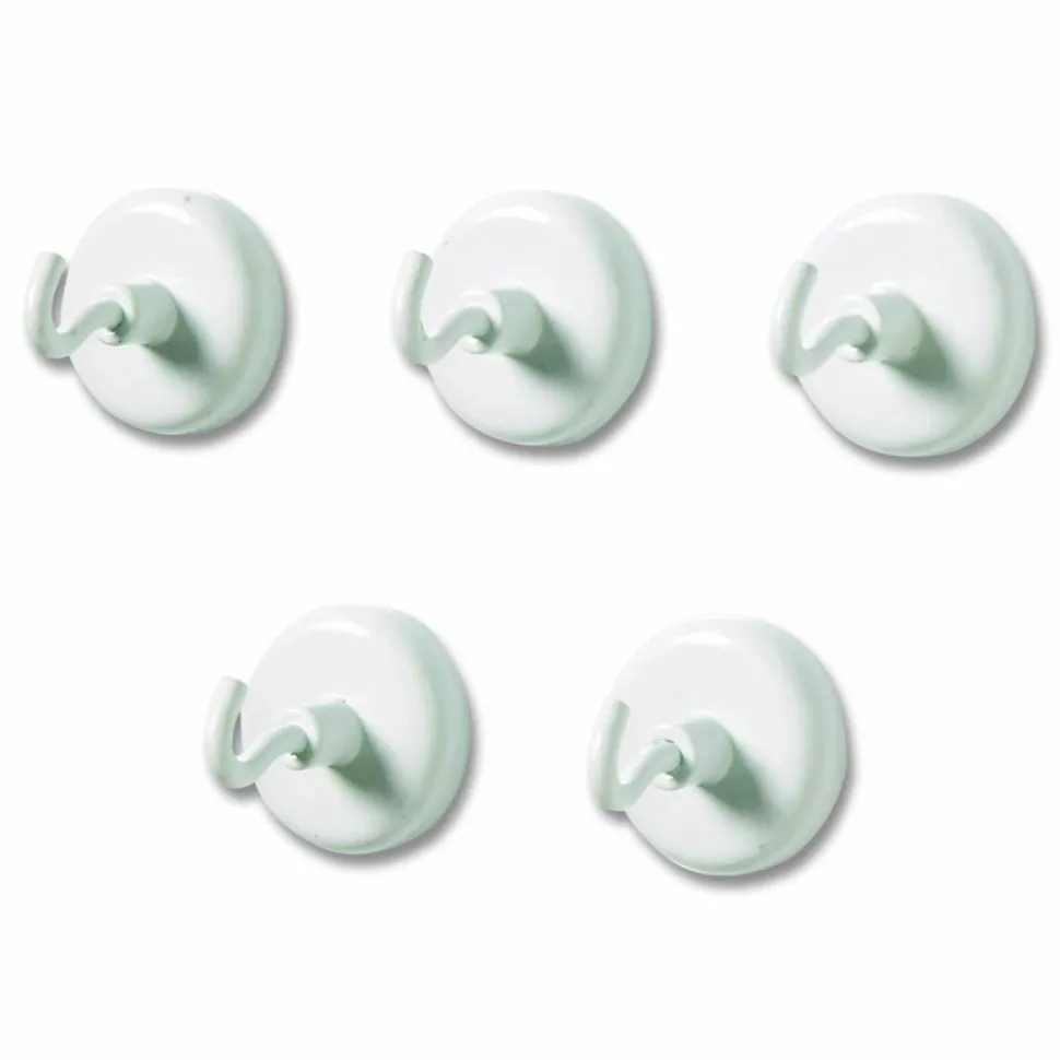 Learning Resources Original Magnetic Hooks - 13 lb (5.90 kg) Capacity - for Pocket Chart, Flip Book, Hall Pass, Decoration - White - 5 / Pack
