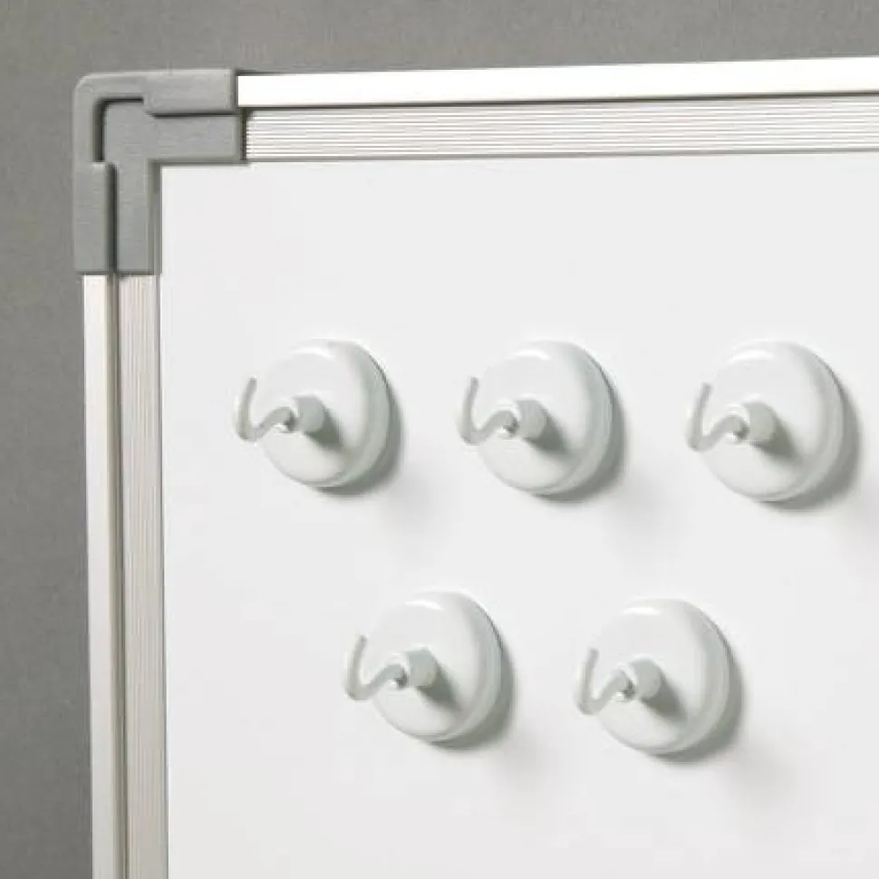Learning Resources Original Magnetic Hooks - 13 lb (5.90 kg) Capacity - for Pocket Chart, Flip Book, Hall Pass, Decoration - White - 5 / Pack