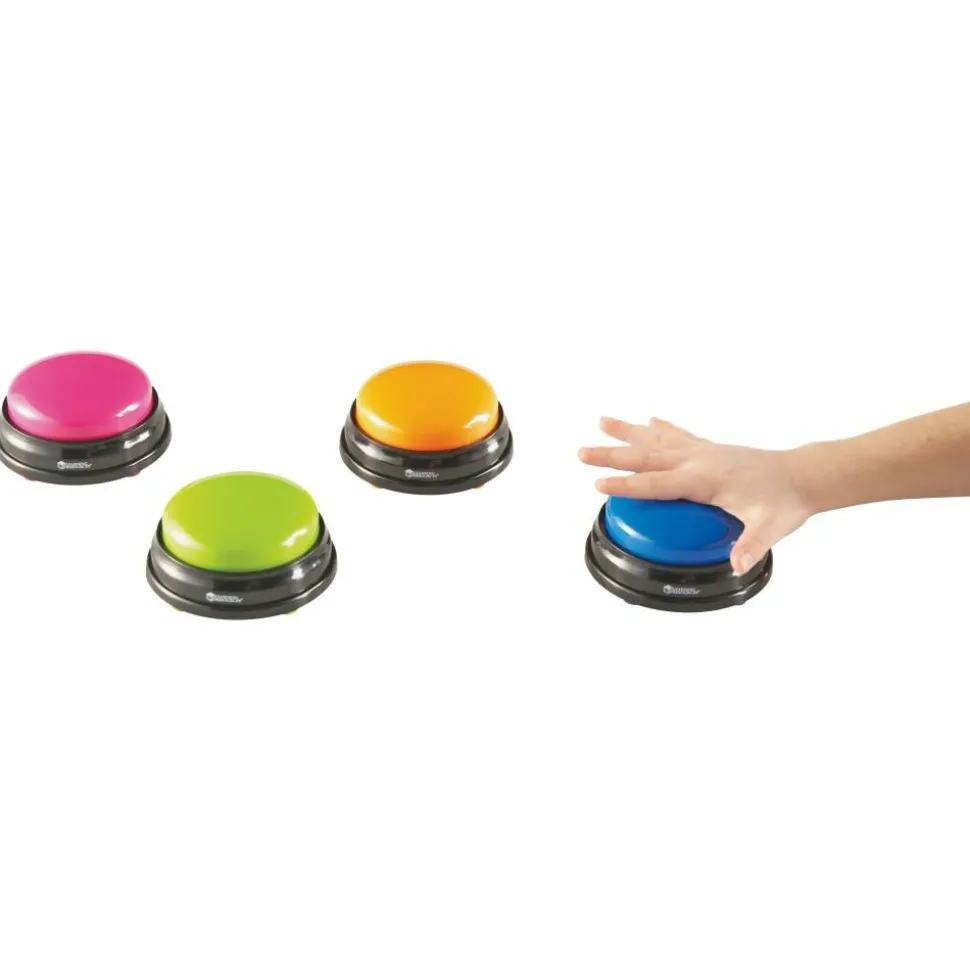 Learning Resources Plastic Answer Buzzers, 3-1/2", Assorted Colors, Pack Of 4 Buzzers