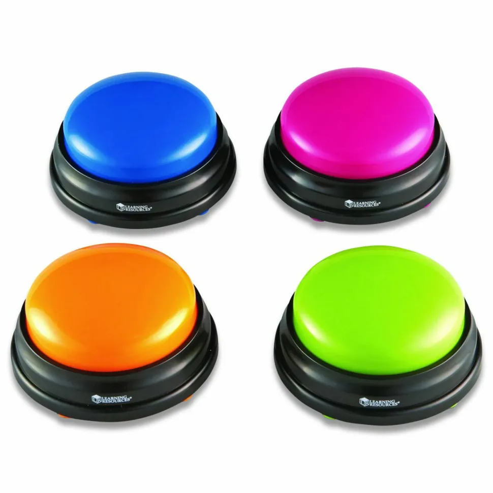 Learning Resources Plastic Answer Buzzers, 3-1/2", Assorted Colors, Pack Of 4 Buzzers