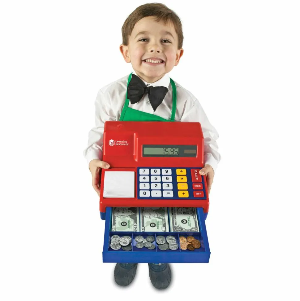 Learning Resources Pretend & Play Calculator Cash Register, 5 3/4"H x 9 1/2"W x 10 1/2"D, Grades Pre-K - 3