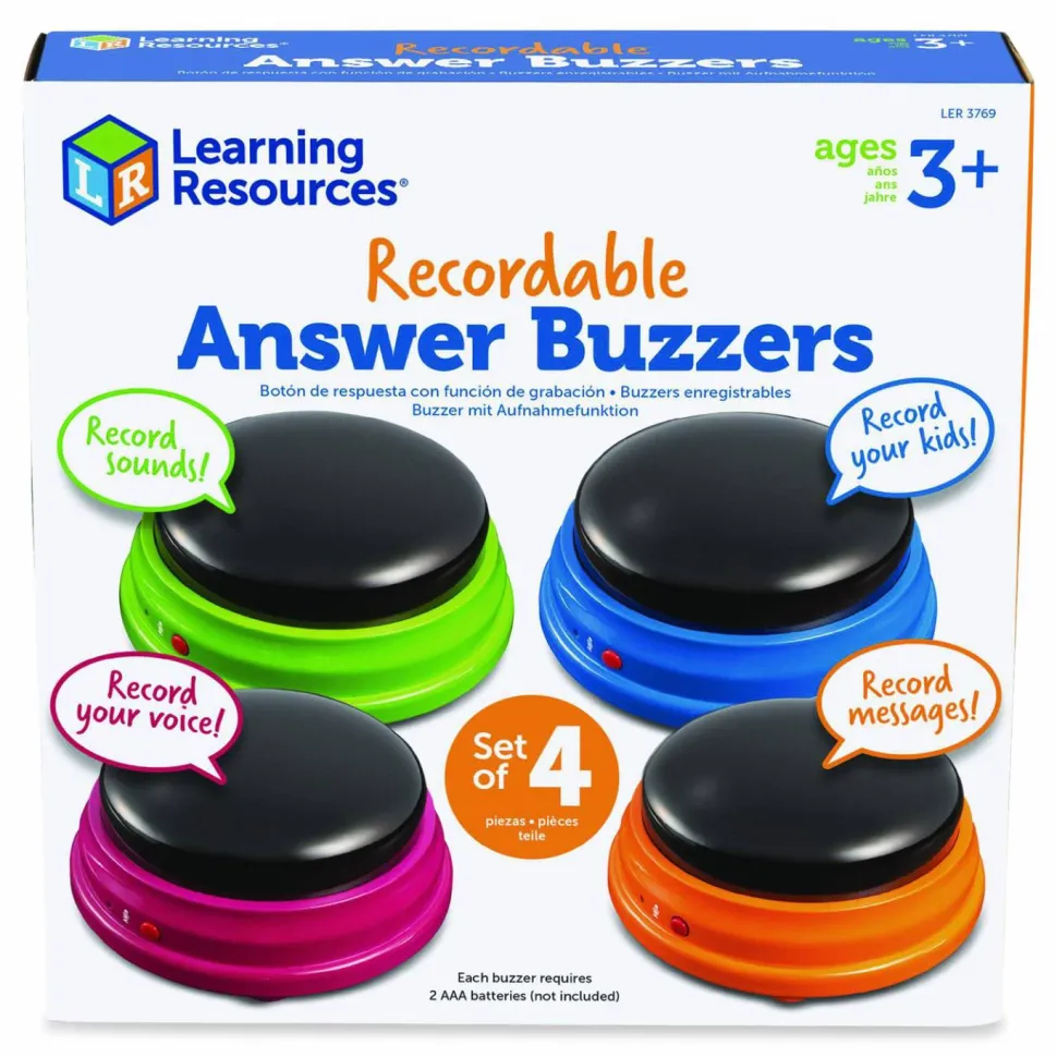 Learning Resources Recordable Answer Buzzers, Ages 3 and Up, 4 Buzzers