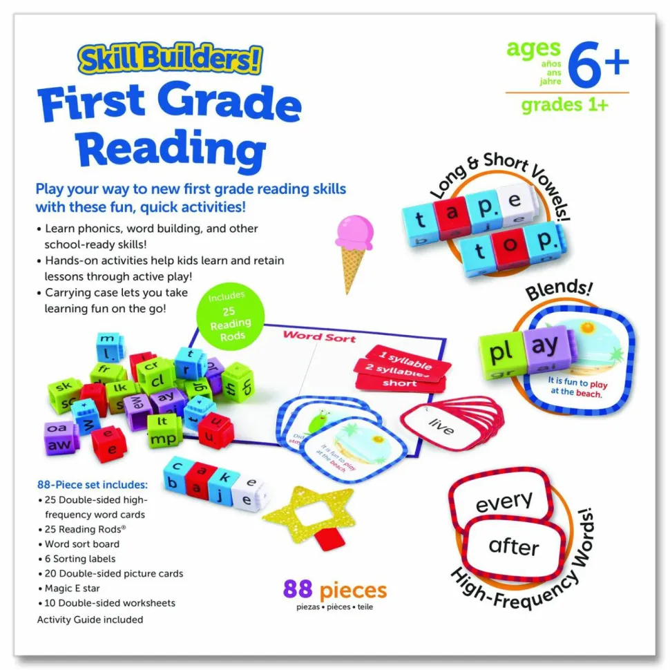 Learning Resources Skill Builders! First Grade Reading Activity Set, Grade 1, 88 Pieces