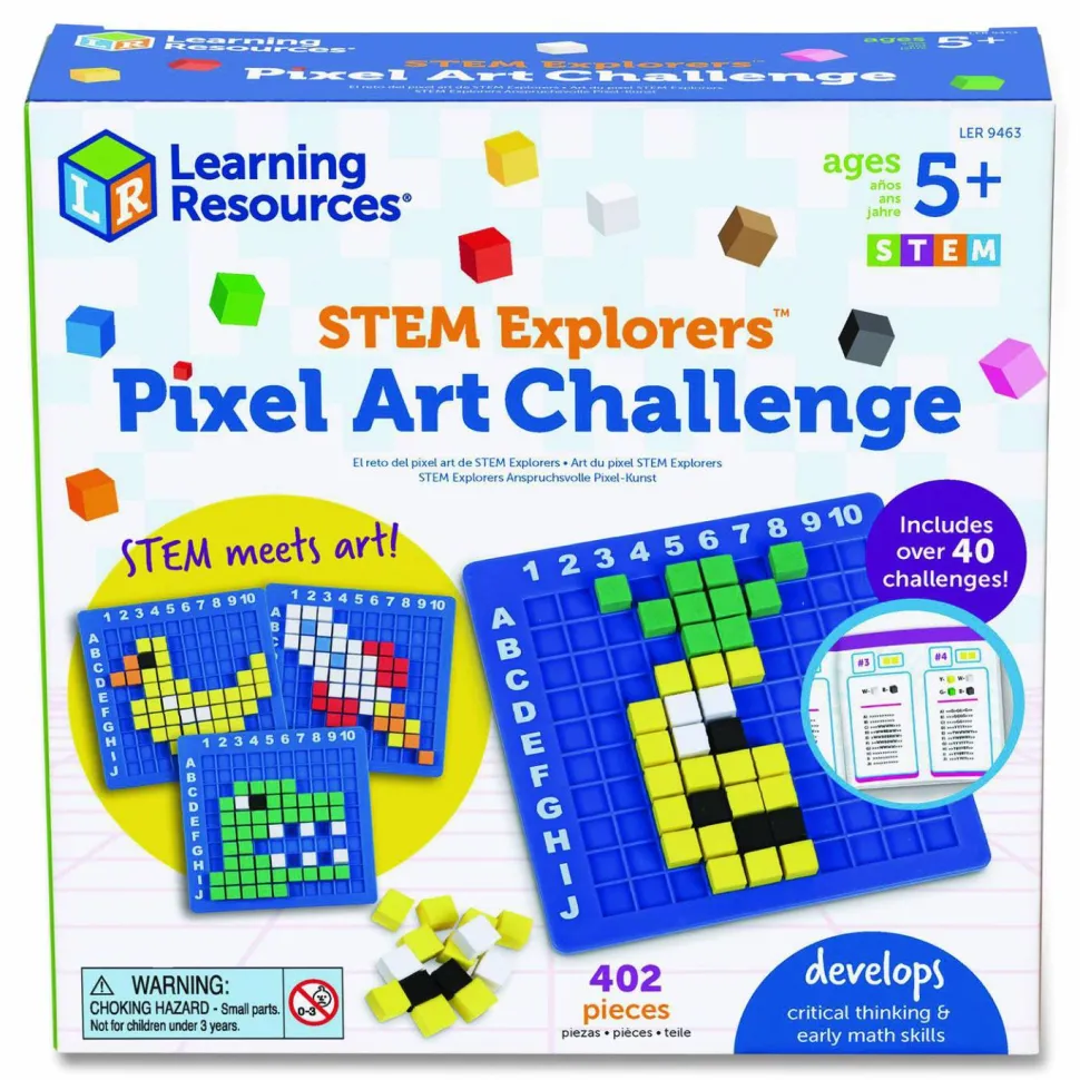 Learning Resources STEM Explorers Pixel Art Challenge, Grades K to 2, 402 Pieces