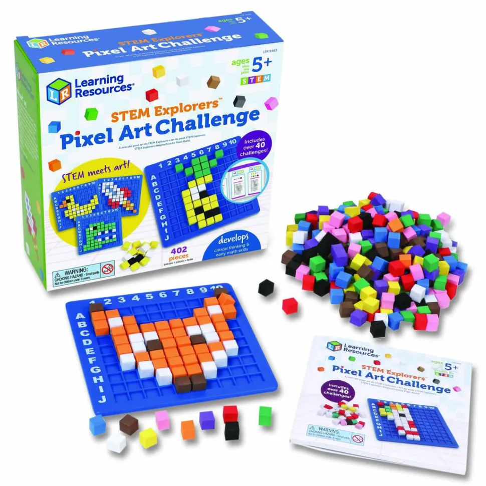 Learning Resources STEM Explorers Pixel Art Challenge, Grades K to 2, 402 Pieces