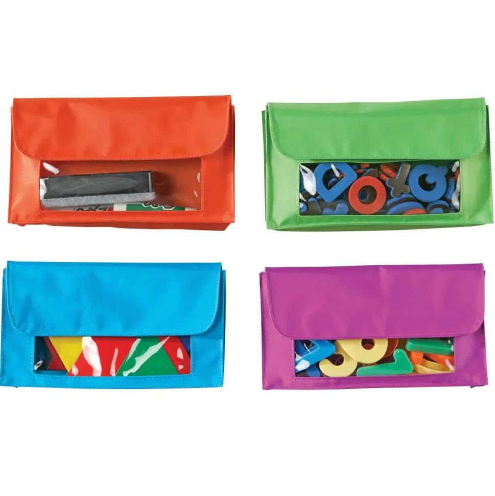 Learning Resources Magnetic Storage Pockets, 9 1/2" x 5 1/2", Assorted Colors, Pack Of 4