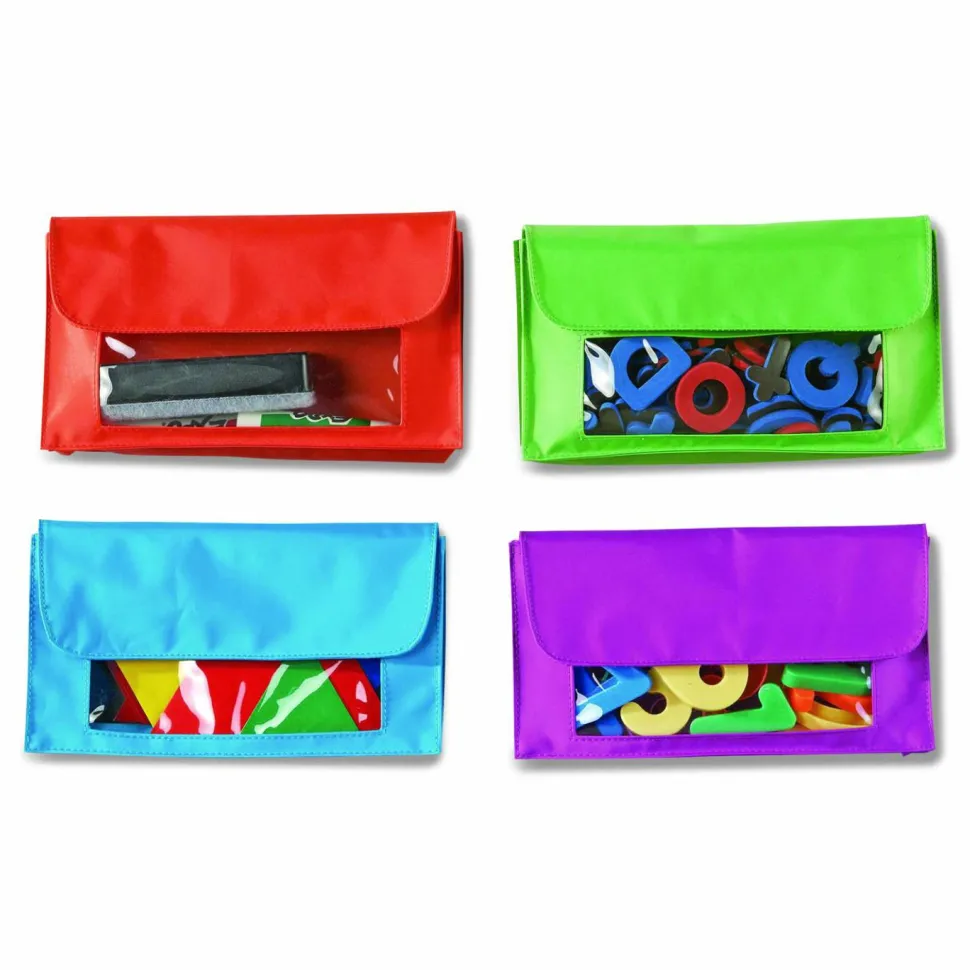 Learning Resources Magnetic Storage Pockets, 9 1/2" x 5 1/2", Assorted Colors, Pack Of 4