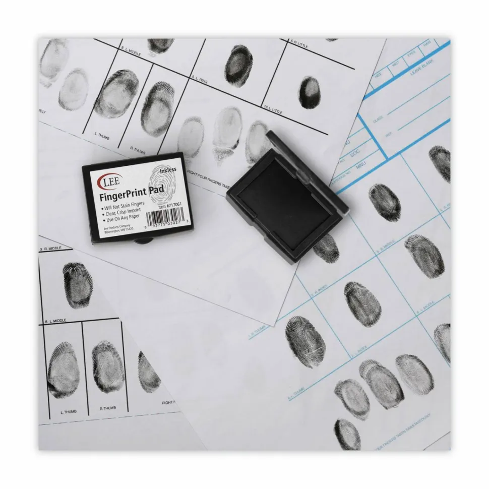 LEE Inkless FingerPrint Pad, 2"H x 2.3"W x 1.8"D, Black Ink, 1 Dozen