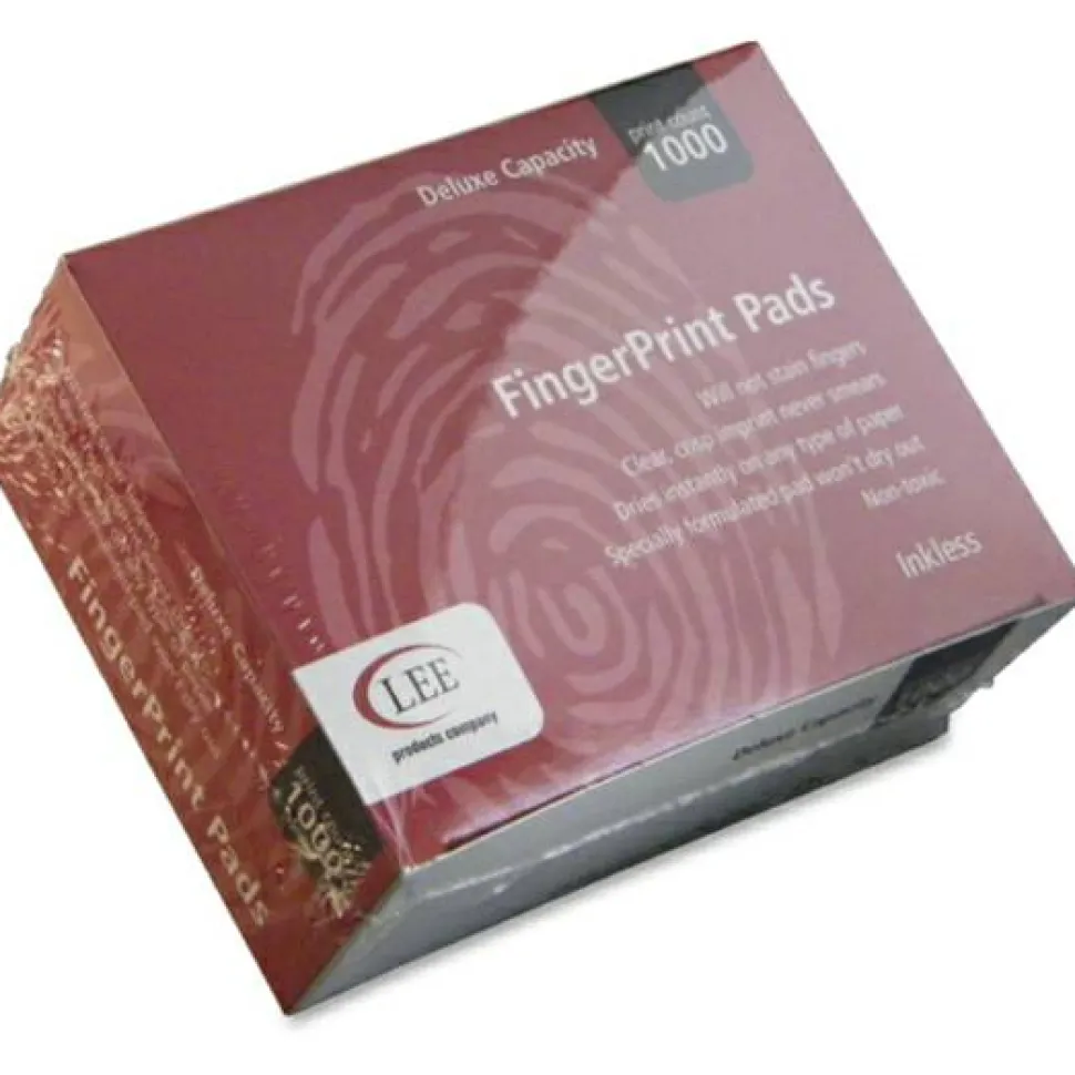 LEE Inkless FingerPrint Pad, 2"H x 2.3"W x 1.8"D, Black Ink, 1 Dozen