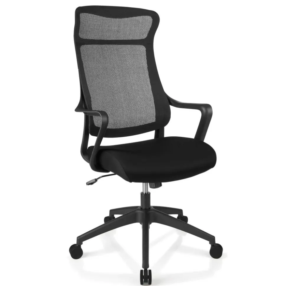 Lenzer Mesh High-Back Task Office Chair, Black, BIFMA Compliant