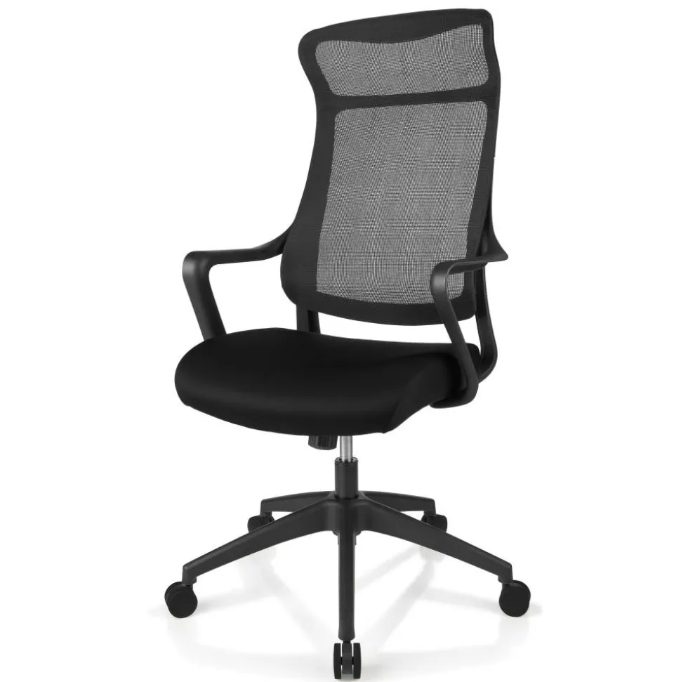 Lenzer Mesh High-Back Task Office Chair, Black, BIFMA Compliant