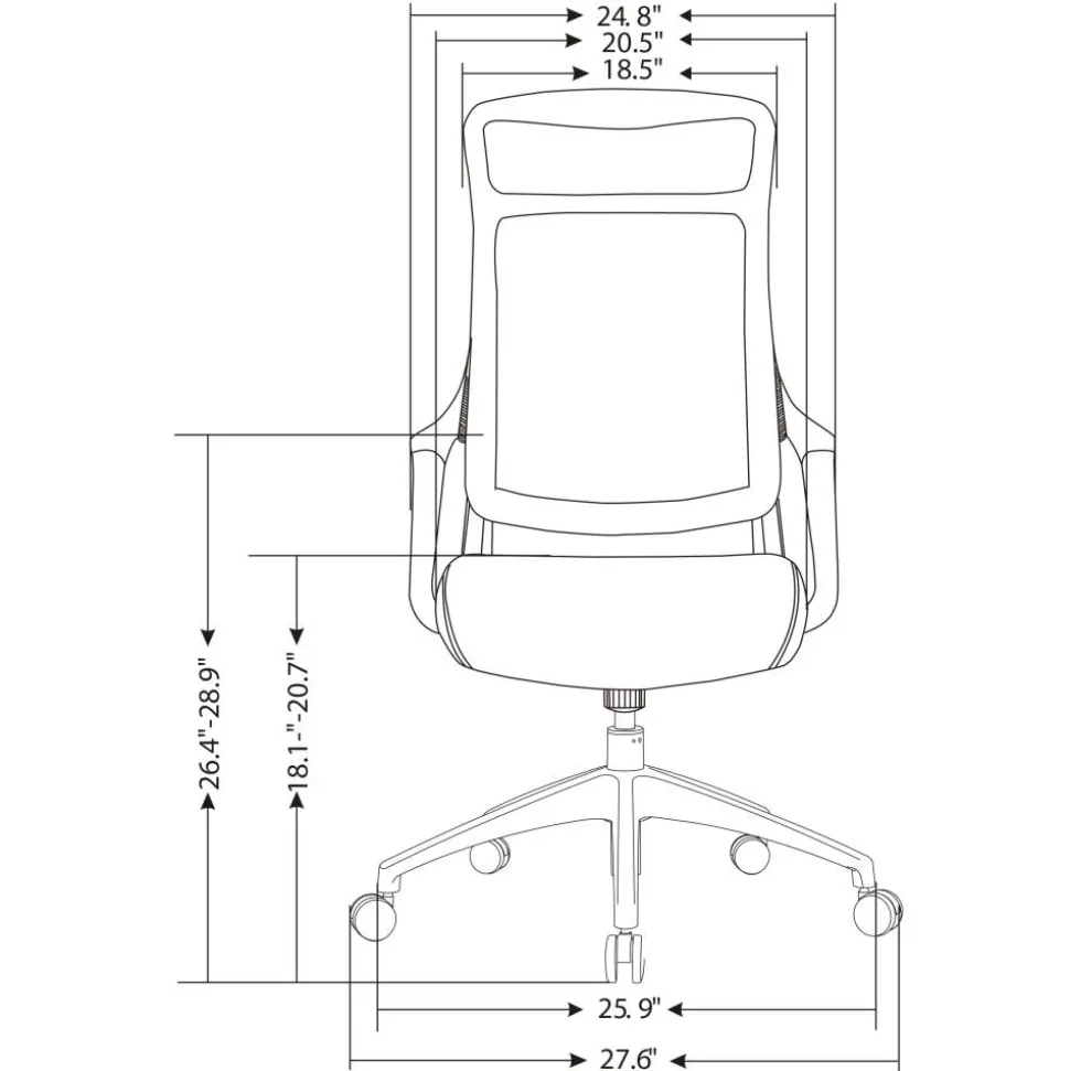 Lenzer Mesh High-Back Task Office Chair, Gray, BIFMA Compliant