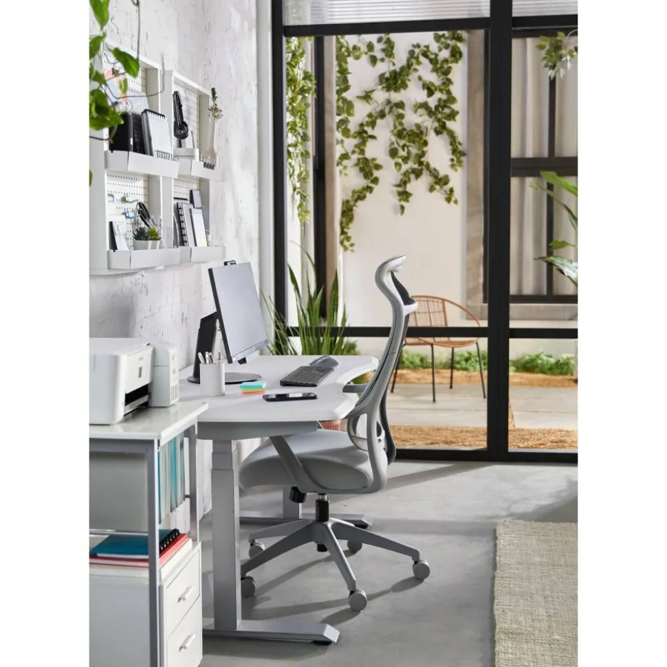 Lenzer Mesh High-Back Task Office Chair, Gray, BIFMA Compliant
