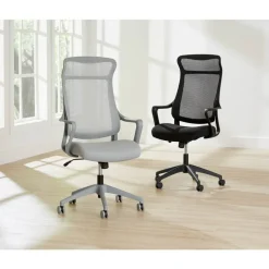 Lenzer Mesh High-Back Task Office Chair, Gray, BIFMA Compliant