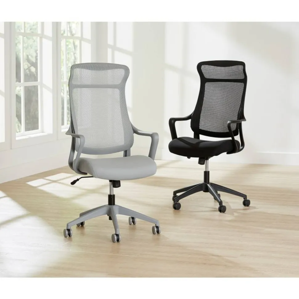 Lenzer Mesh High-Back Task Office Chair, Gray, BIFMA Compliant
