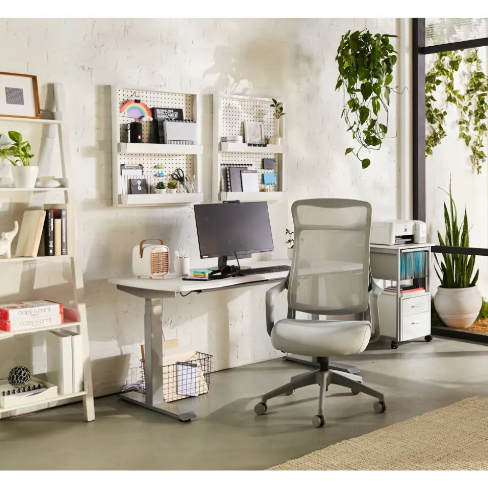 Lenzer Mesh High-Back Task Office Chair, Gray, BIFMA Compliant