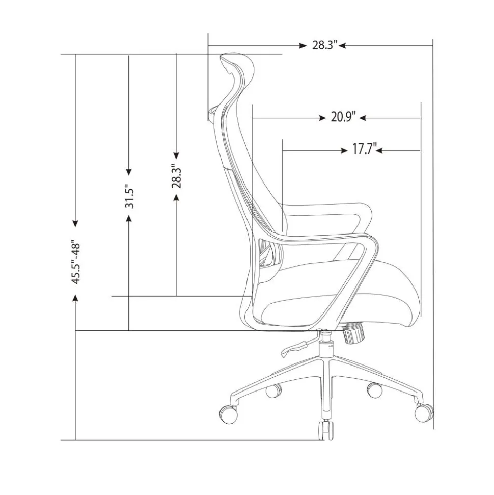 Lenzer Mesh High-Back Task Office Chair, Gray, BIFMA Compliant