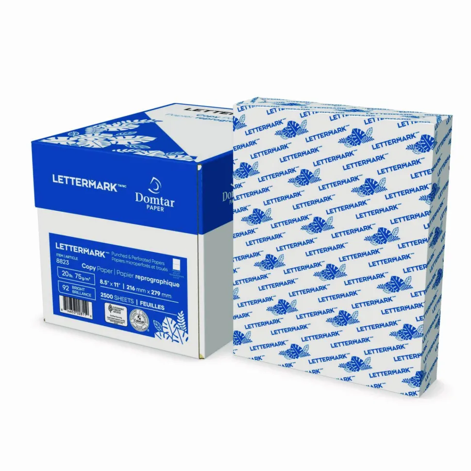 Lettermark Custom Cut-Sheet Copy Paper, 92 Bright, Micro-Perforated 5.5" from Top, 20lb Bond Weight, 8.5 x 11, White, 500/Ream, 5 RM/CT