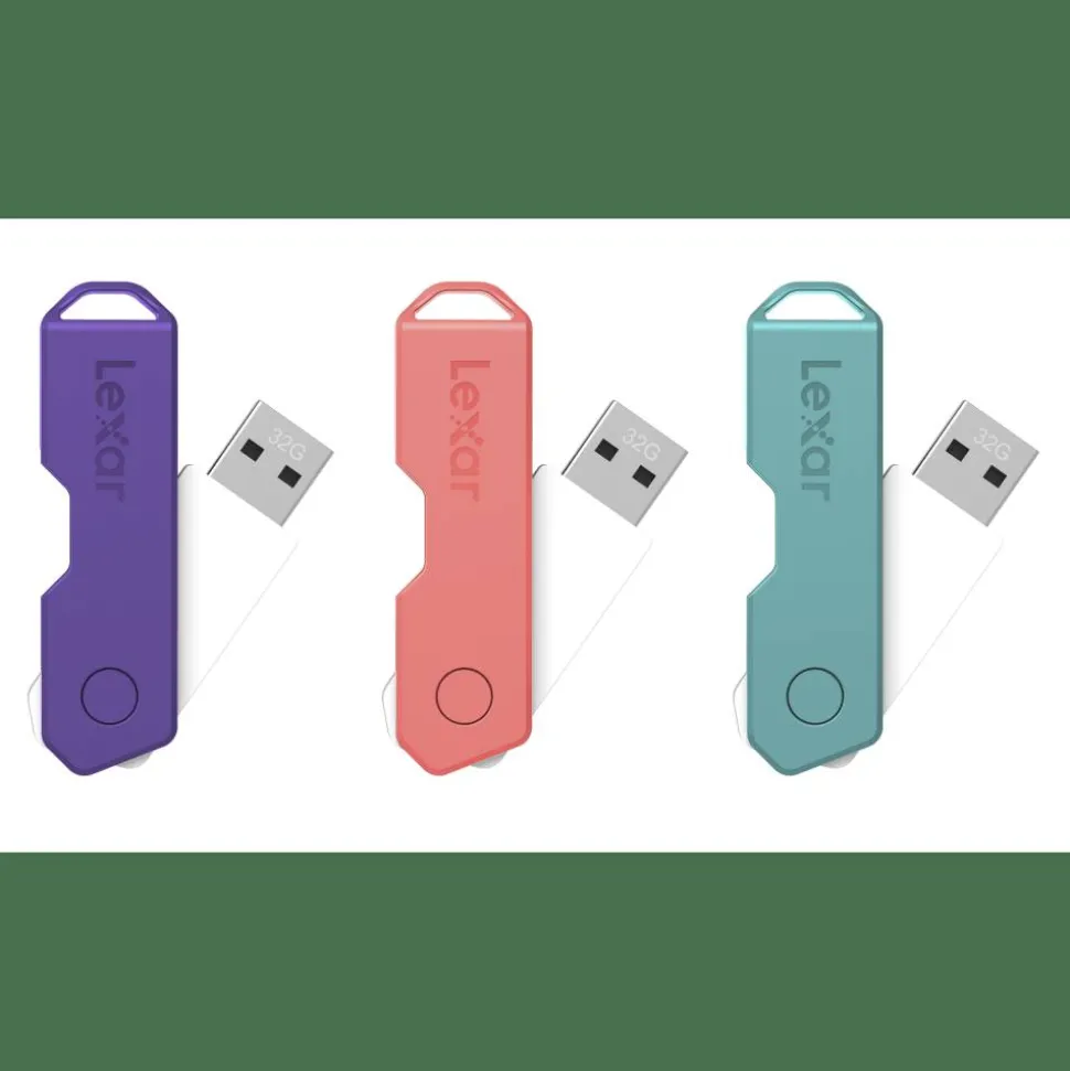 Lexar JumpDrive TwistTurn2 USB 2.0 Flash Drive, 32GB, Assorted Colors, LJDTT2-32GABOD20