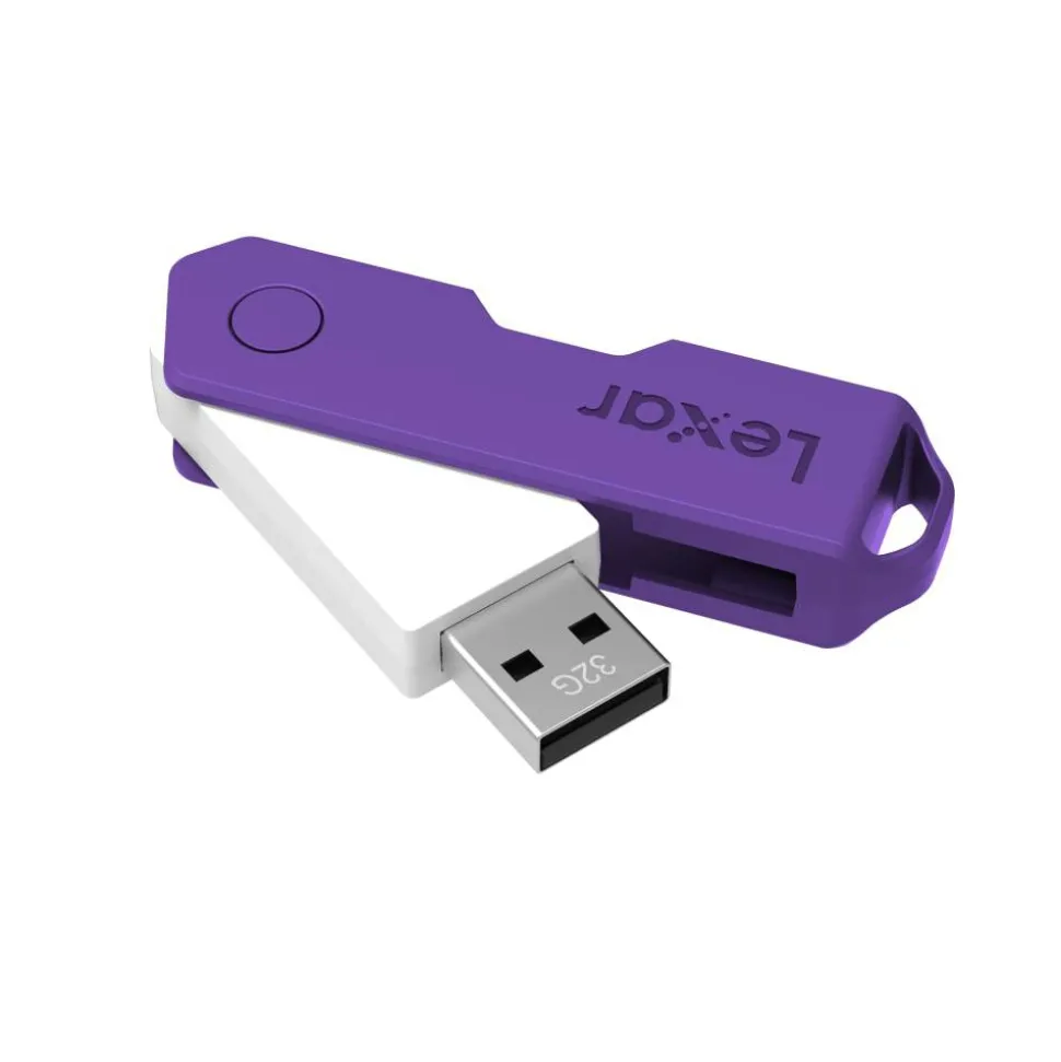 Lexar JumpDrive TwistTurn2 USB 2.0 Flash Drive, 32GB, Assorted Colors, LJDTT2-32GABOD20