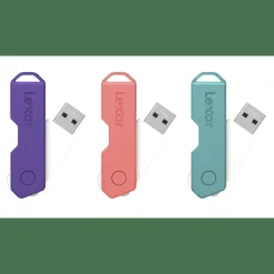 Lexar JumpDrive TwistTurn2 USB 2.0 Flash Drive, 64GB, Assorted Colors, LJDTT2-64GABOD20
